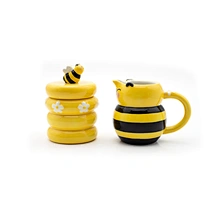 Honeybee Sugar and Creamer, Bee Ceramic Kitchen Set, Nature-Inspired Tableware